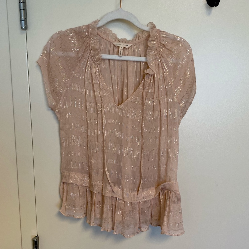 Rebecca Taylor sheer pale pink top size 4